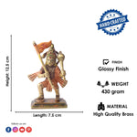 The "4.9 Inch Sacred Brass Hanuman Statue" is a beautifully crafted representation of Lord Hanuman, symbolizing strength, devotion, and protection. Standing at 4.9 inches tall, this intricately detailed statue is made from high-quality brass, capturing Hanuman’s powerful stance and serene expression.