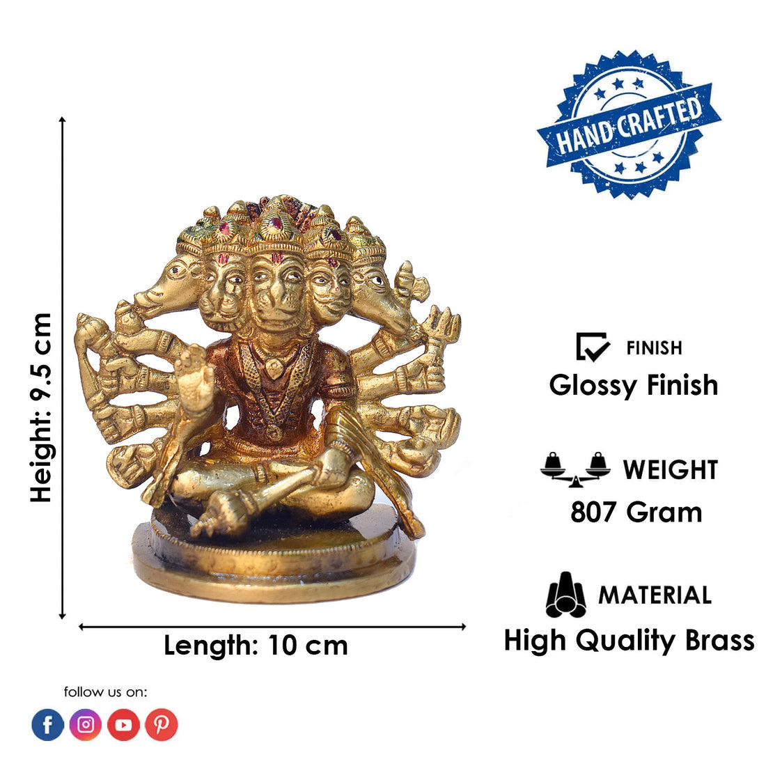3.7 Inch Panchmukhi Hanuman Idol
