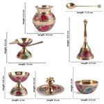 Ravishing 8 Pc Brass Puja Thali Set with Premium Velvet Box (10 Inch)