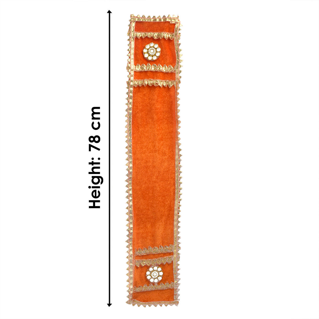 Exclusive Orange Velvet Ganpati Idol Patka with Floral Embellishment
