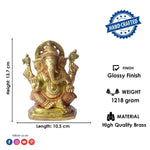 5.4 Inch Multicolor Brass Lord Ganesha Idol for Home Mandir