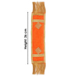 Orange Velvet Ganpati Idol Patka with Gold Lace 14 Inch