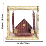 Printed Design Jhula – White & Brown Paper Cradle Swing for Laddu Gopal
