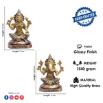 5.1 Inch Antique Finish Lakshmi Ganesh Idol in Brass