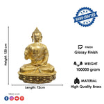47 Inch Exquisite Brass Buddha Statue - Abhaya Mudra, Lotus Seat