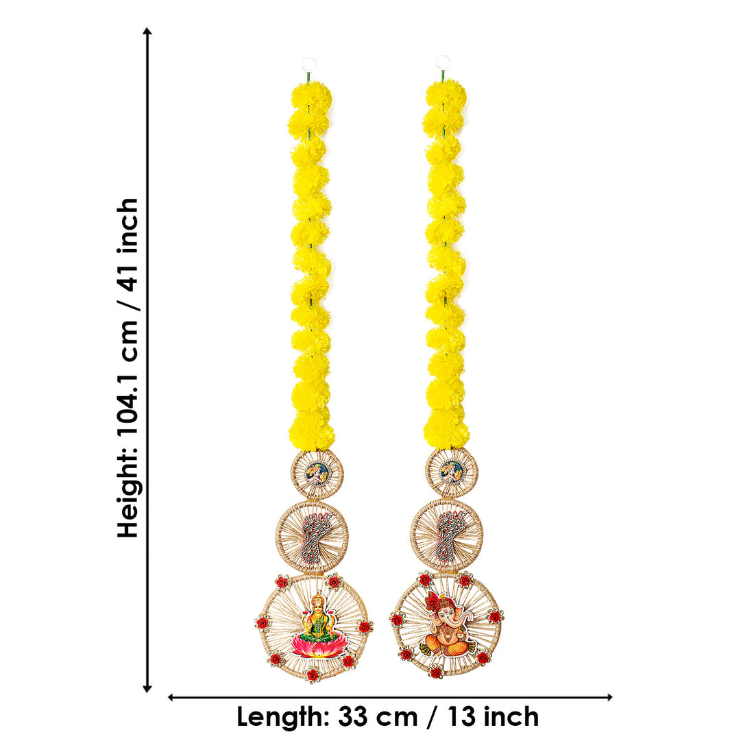 Artificial Marigold Laxmi Ganesha Side Door Wall Hangings