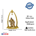 44 Inch Shri Radha-Krishna Brass Murti – Prem Mandap with Ghanti Shringar