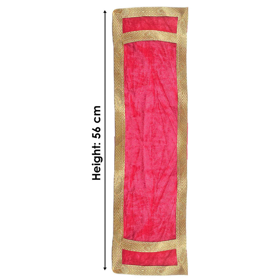 Pink Velvet Ganpati Idol Patka with Classic Gold Border - 22 Inch