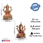 5.6 Inch Graceful Brass Lakshmi Ganesh Statue