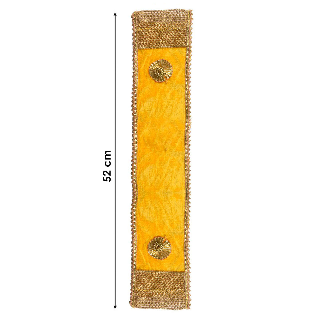Designer Yellow Velvet Ganpati Idol Patka with Zig-Zag Border