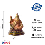 2.8 Inch Auspicious Lord Kuber Brass Idol with Laxmi Ji