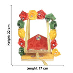 Royal Wooden Velvet Jhula – Floral Gota Swing for Laddu Gopal