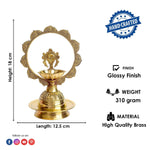 7.5 Inch Embossed Shankh Morkiran Brass Diya