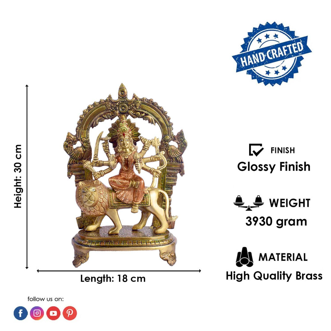 11.8 Inch Stunning Sherawali Mata Idol