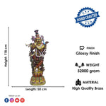 46 Inch Standing Brass Krishna Playing Flute Idol