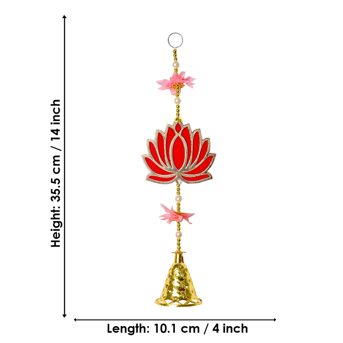 Attractive 1 Tier Lotus with Bells Wall Hanging Backdrop (1Pair Latkans) For Wall Decoration