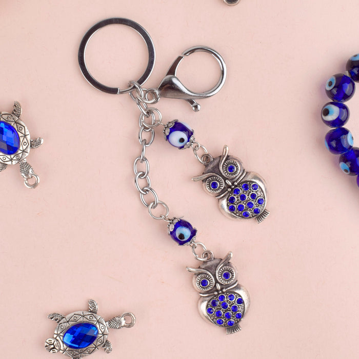 Double Owl Evil Eye Keychain | India’s Largest Pooja Accessories Brand – www.satvikstore.in