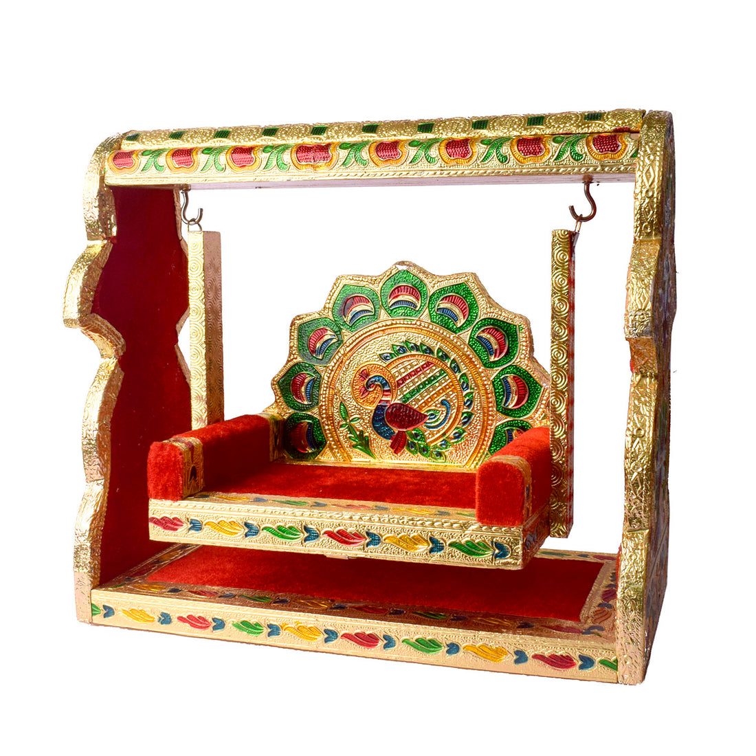 Meenakari Jhula – Singhasan Style Velvet Cradle for Laddu Gopal