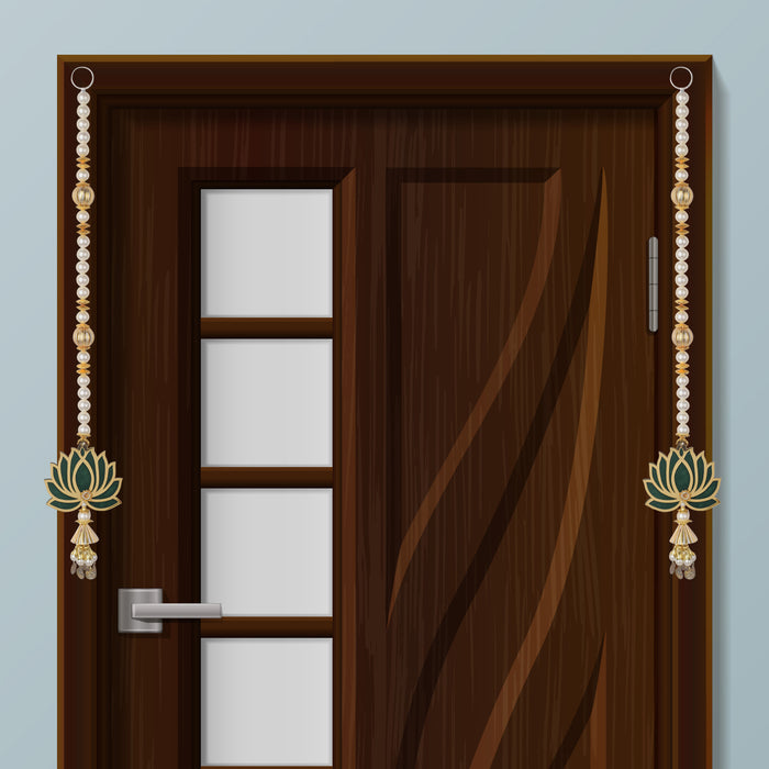 Elegant Lotus with Pearls Door Side Hanging for Ethnic Festive Decor and Pooja Room Decoration. India’s Largest Pooja Accessories Brand – www.satvikstore.in