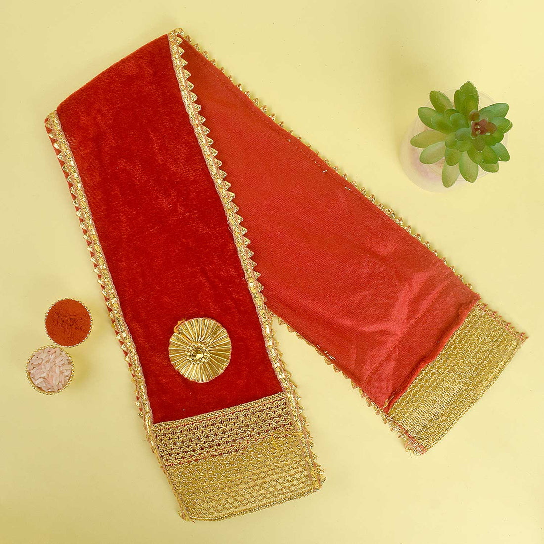 Elegant red Patka Dupatta | India’s Largest Pooja Accessories Brand – www.satvikstore.in