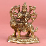 2.2 Inch Engraved Brass Maa Sherawali Idol – Small Divine Statue for Car Dashboard, Home Temple, or Spiritual Protection. No.1 Brass Idol Store www.satvikstore.in 