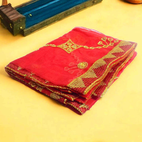 Exquisitely detailed 86x41 inch Exclusive Mata Ki Chunari made from premium fabric for Mata idol decoration – India’s Largest Pooja Accessories Brand – www.Satvikstore.in