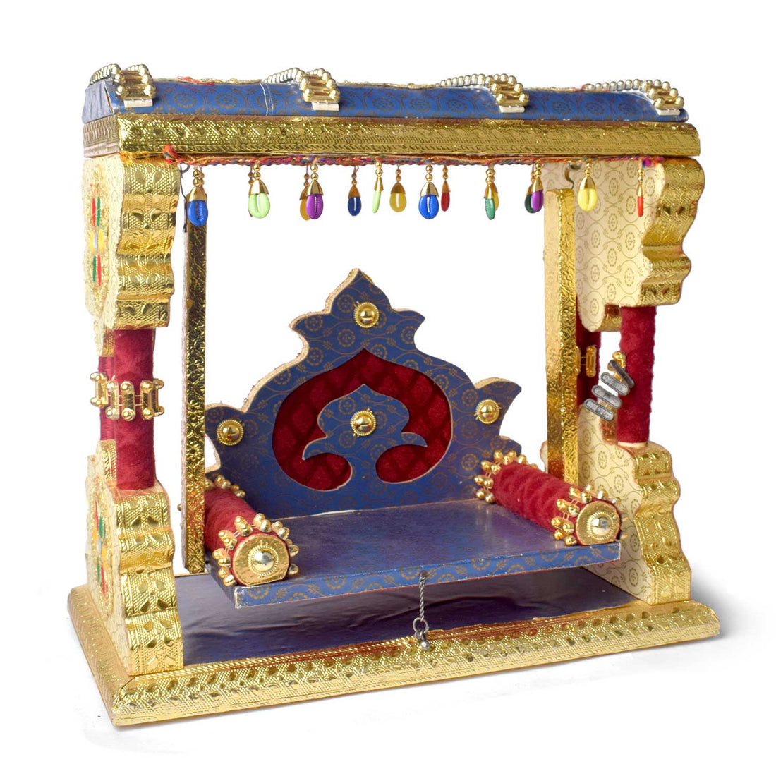Royal Blue Metal Singhasan Jhula for Laddu Gopal