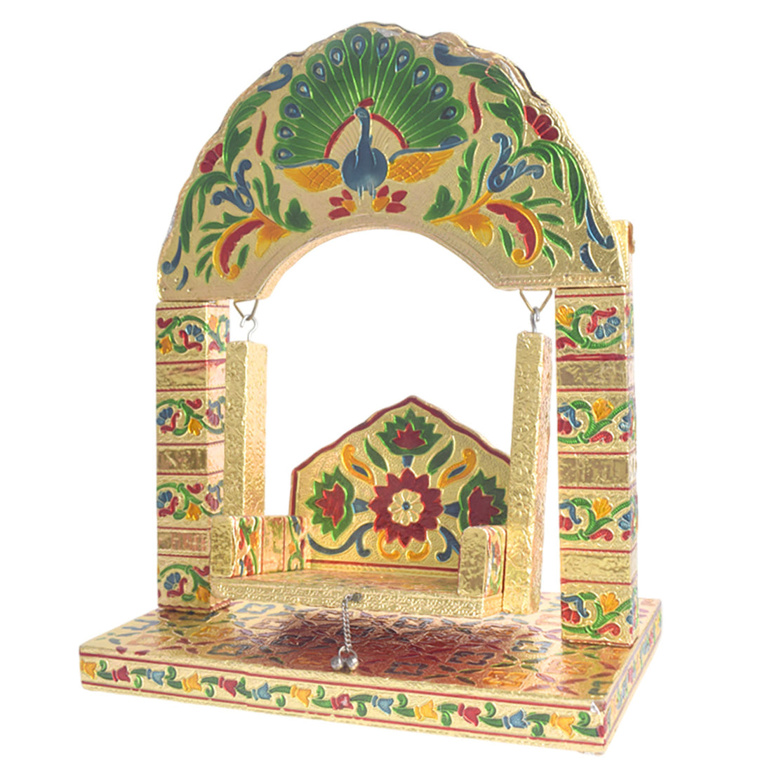 Peacock Frame Meenakari Designed Laddu Gopal Jhula