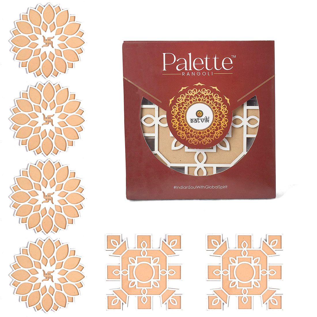 8-Inch Rangoli Stencils: Reusable Templates for DIY Decor Crafting on Floors Set of 6