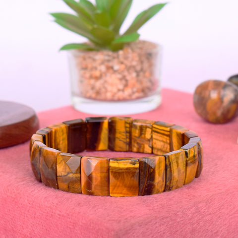 Flat beaded tiger eye healing stone bracelet with 8mm natural beads. India’s Largest Pooja Accessories Brand - www.satvikstore.in