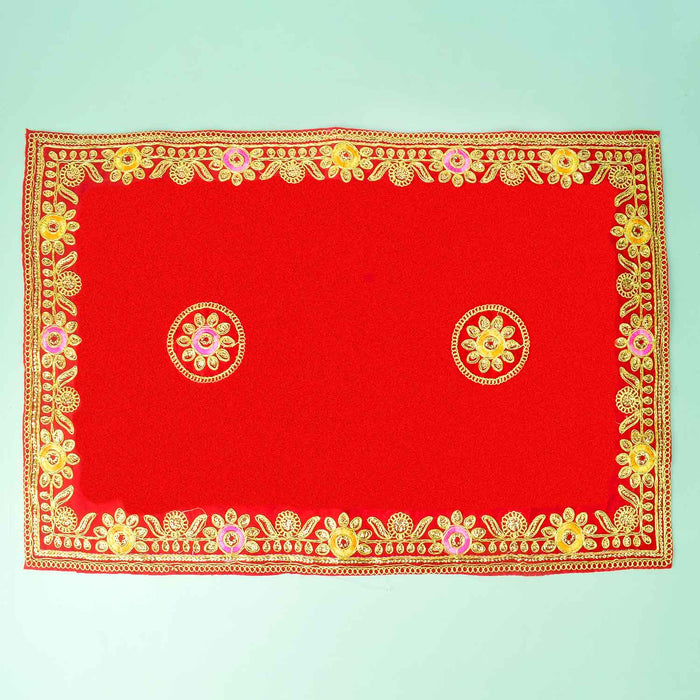 Flower Designer Velvet Aasan | India’s Largest Pooja Accessories Brand - www.satvikstore.in
