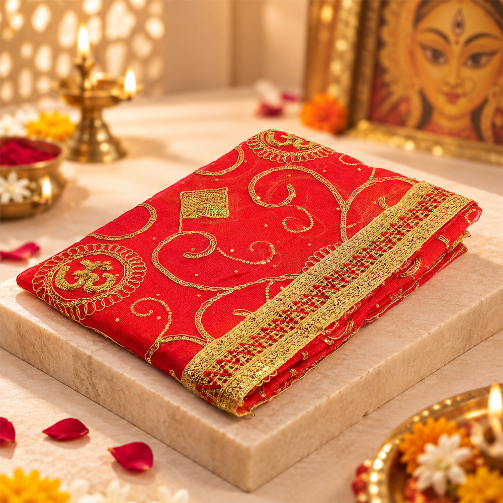 Traditional Chunri for Mata Rani Pooja (75.5x41.7 inch)