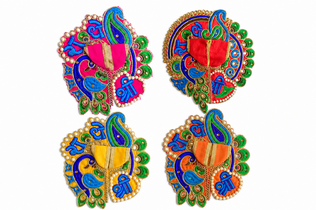 Shri Radhe Embroidered Peacock Dress for Laddu Gopal