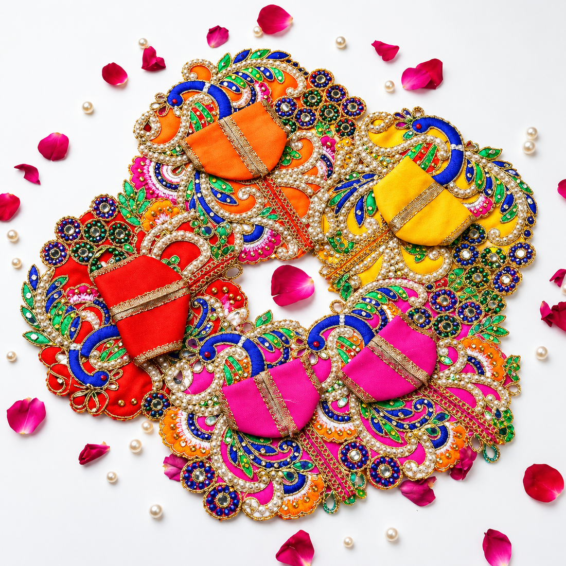 Size 0 to 4 Royal Heavy Peacock Embroidery Laddu Gopal Dress