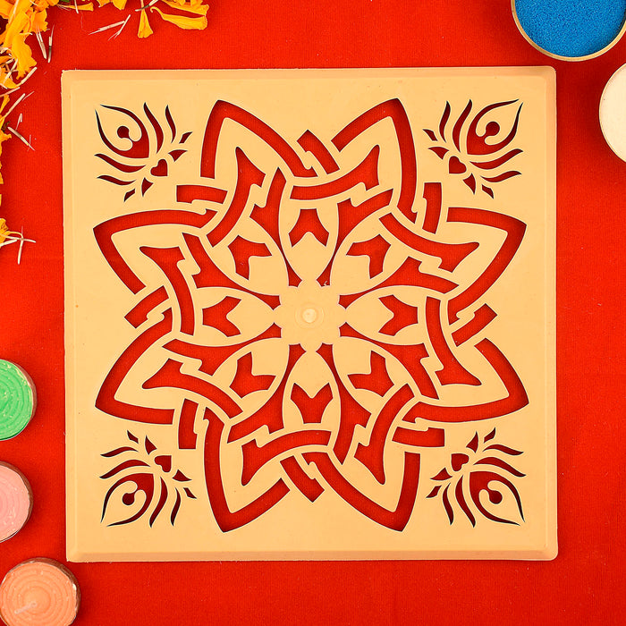 Decorative Square Star Lotus Rangoli Stencils