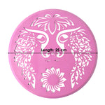Reusable Pink Round Peacock Design Rangoli Stencils