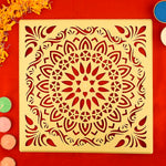 Precision-Cut Square Mandala Rangoli Stencil
