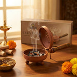 Traditional Dhoop Dani Incense Burner Holder with Wooden Handle