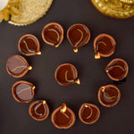 Traditional Earthen Clay Diya 12 Pc Set