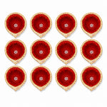 12 Pack Elegant Handcrafted Clay Diyas for Diwali