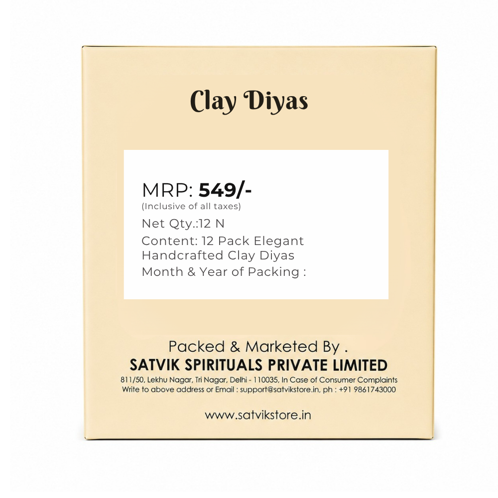 12 Pack Elegant Handcrafted Clay Diyas for Diwali