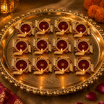 12 Pcs Premium Decorative Maroon Diwali Diyas