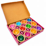 12 Pcs Hand-Painted Teardrop Multicolor Clay Diyas