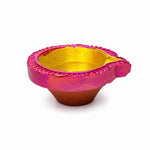 12 Pcs Handcrafted Dual-Tone Multicolor Diwali Clay Diyas