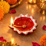 12 Pcs Decorative Painted Leaf-Vein Texture Clay Diyas