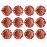 12 Pack Lotus & Mandala Pattern Carved Clay Diyas