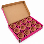 12 Pack Lotus & Mandala Pattern Carved Clay Diyas