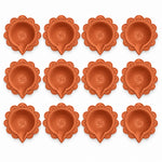 12 Pcs Swastik Design Terracotta Traditional Clay Diyas