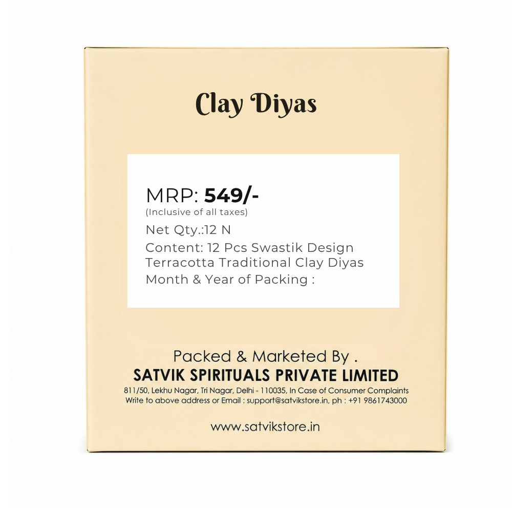 12 Pcs Swastik Design Terracotta Traditional Clay Diyas