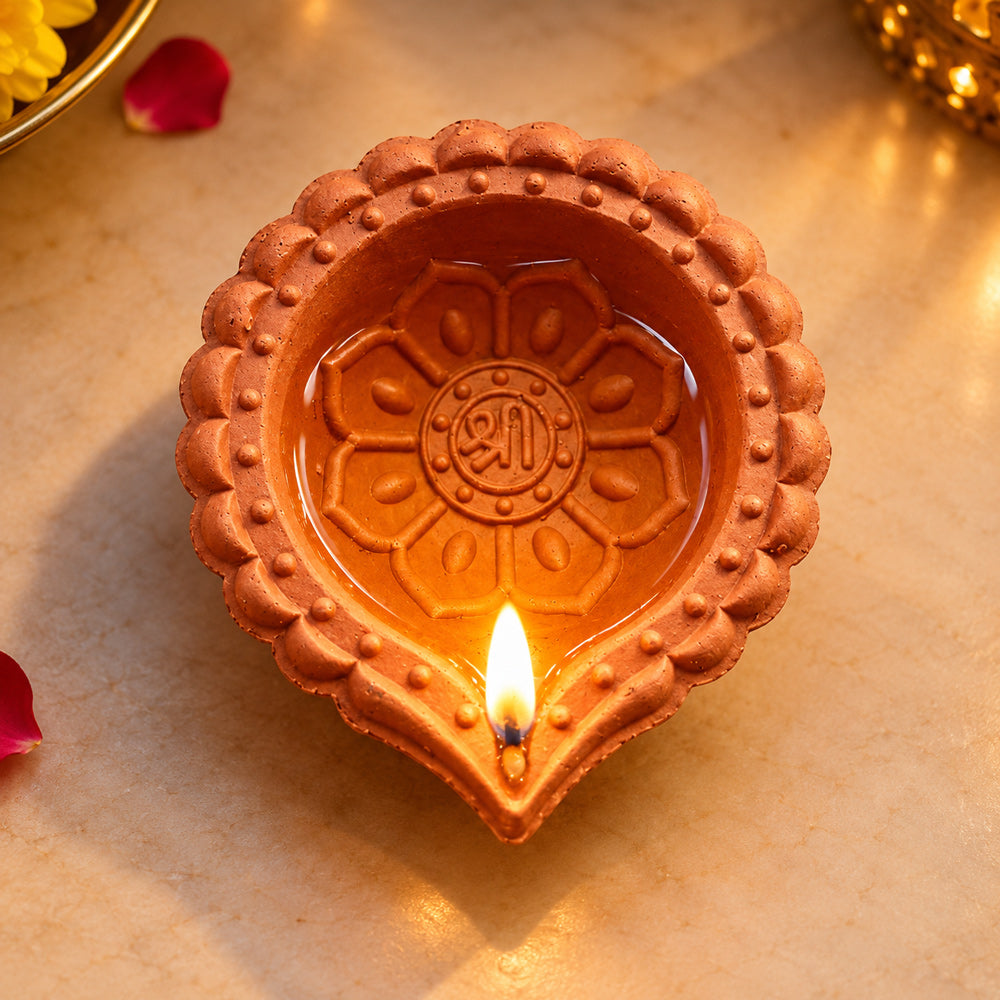 12 Pcs Handcrafted Traditional Natural Earthen Clay Diyas